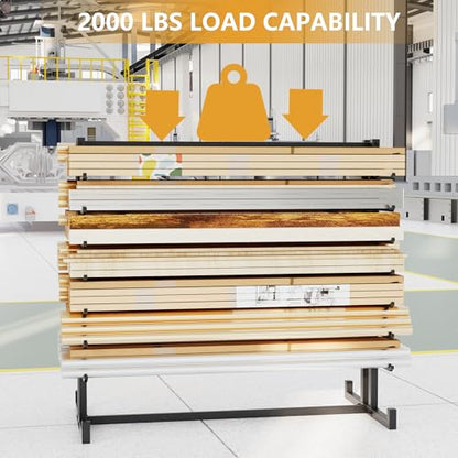 7-Tier Steel Storage Rack,Detachable Lumber Storage Rack,Load 2000 Lbs Heavy Organizer Shelf for Garage Shed Basement(No Wheel) - style: No Wheel