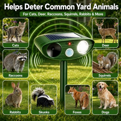 4 Pack Sonic Fortress Pro Deer Repellent Devices for Plants,Cat Repellent Outdoor Motion Sensor Solar Animal Repellent Ultrasonic for Squirrel Rabbit Raccoon Skunk Fox Coyote Deterrent Yard Garden