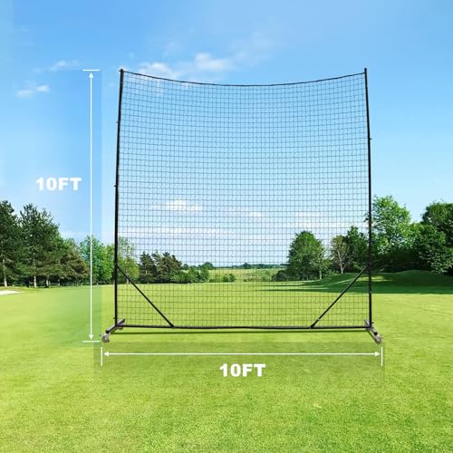 Ball Stop System - Soccer Backstop Net, Heavy Duty, High Impact, Practice Barrier - size: Movable - 1.75 inch Net, style: 10FT X 10FT