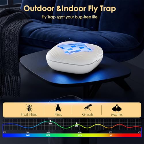 Flying Trap Insect, 2 in 1 Portable Fruit Fly Trap 4000 mAh, 2 Trap Wihte and 8 Glue Cards, Fruit Fly Traps for Gnat, Moth, Mosquito, Suitable for Home, Outside,Patio,Backyard,Camping - color: White, size: 2 Device 10 Glue Cards
