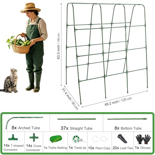 Garden Trellis for Climbing Plants Outdoor, 63" Tall U-Shape Metal