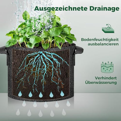 T4U Grow Bags 5 Gallon 5 Pack, Fabric Pots for Outdoor Garden Plants - size: 5 Gallon-5 Packs