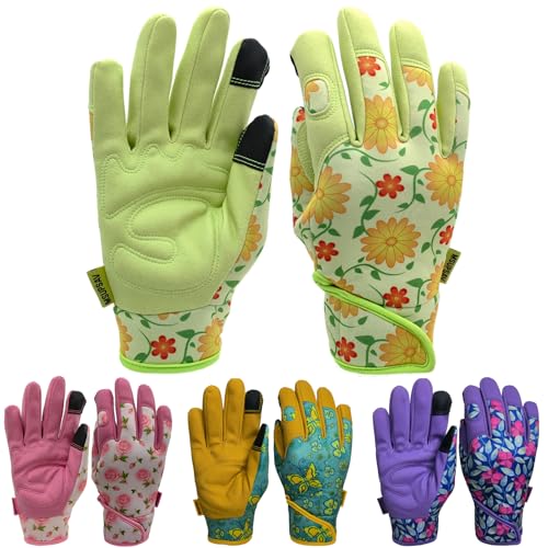 Cute Pattern Gardening Gloves,Thornproof Garden Glove,Gardener Gift - color: 1 Pair Per Pack-chartreuse Palm, size: Medium
