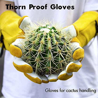 Thorn Proof Gardening Gloves Women, 2 Layers Leather Rose Pruning Gloves - size: Large (Pack of 1)