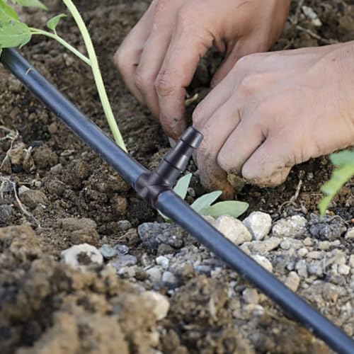 Unoutur 300 Pcs Barbed Connectors Drip Irrigation Fittings Kit, 1/4" Drip Irrigation Kit for Garden Flower Pot Greenhouse Lawn (Straight Barbs,Single Barbs,Tees,Elbows,End Plug,4-Way Coupling) - size: 300 Pcs (1/4" barbed connectors)