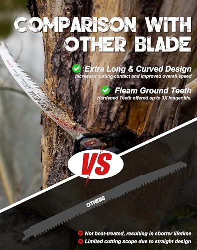 EZARC Arc Edge Reciprocating Saw Blades, 15-Inch 6TPI for Pruning, 3-Pack - size: 15 Inch
