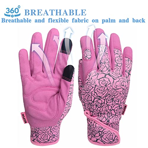 Cute Pattern Gardening Gloves,Thornproof Garden Glove,Gardener Gift - color: 1 Pair Per Pack-pink, size: Medium