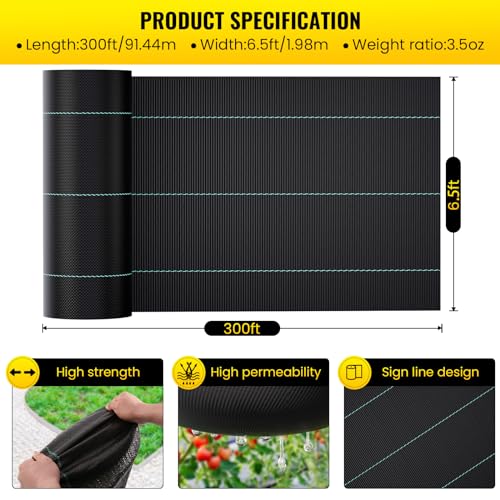 Driveway Fabric, 6.5x300 ft Road Fabric Commercial Weed Barrier Fabric, Landscape Fabric Heavy Duty 3.5OZ French Drain Fabric for Erosion Control,Landscape Fabric,Weed Barrier,Construction Projects - size: 6.5x300 ft
