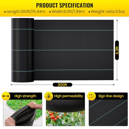 Driveway Fabric, 6.5x300 ft Road Fabric Commercial Weed Barrier Fabric, Landscape Fabric Heavy Duty 3.5OZ French Drain Fabric for Erosion Control,Landscape Fabric,Weed Barrier,Construction Projects - size: 6.5x300 ft