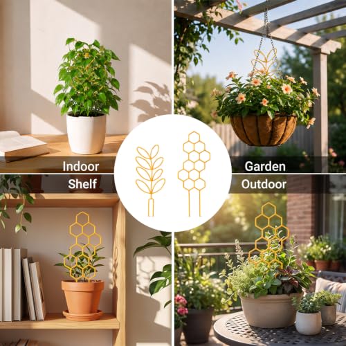 Plant Trellis Indoor, 15 Inch Gold Trellis for Potted Plants
