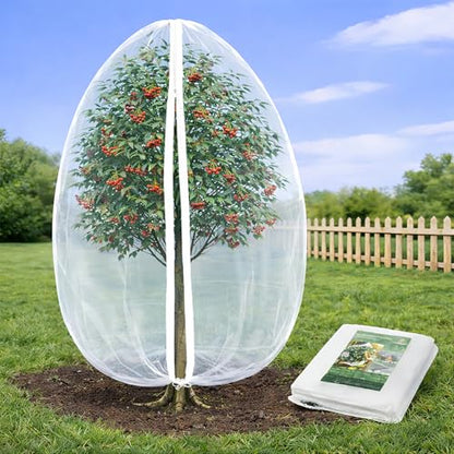Jevrench 1-Pack 8 x 8 ft Garden Netting Bags with Zipper and Drawstring - size: 8 x 8ft – 1 Pack