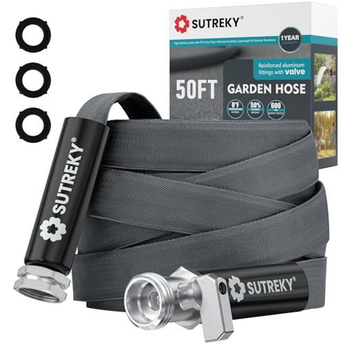 50ft Garden Hose, Ultra Lightweight All-Weather Water Hose, Durable & Flexible, Built-in Valve, Leak-free Connections, TPU Water Hose, Drinking Water Safe