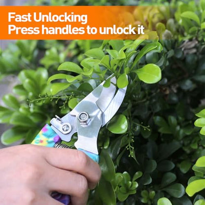 APSARAS USA Gardening Tools, 10 Pieces Gardening Tool Set with Purple Floral Print,Ergonomic Handle Trowel Rake Weeder Pruner Shears Sprayer with Carrying Case Garden Tool Set Gifts for Women - style: Purple Floral with Case
