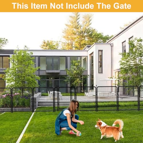 Getlay Doorless 48 in(H) Decorative Garden Fence and Borders, 12 Panels Total 26.6 Ft(L), Outdoor Dog Fence, Fencing for Garden Beds, Dog Play Pen Outdoor, Flower Bed Fencing, Black