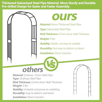 Heavy Duty Garden Arch Arbor Trellis 94.5" H*63" L(16MM Pipe) - size: 94.5"(H)*63"(L)*16(W)
