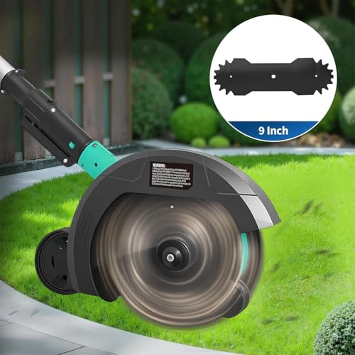 Brushless 20V Cordless Lawn Edger, 9" Electric Edger Lawn Tool with 4.0Ah Battery & Charger, 3 Depth Settings, Adjustable Handle, Dual Wheels Yard Edger for Lawn & Sidewalk