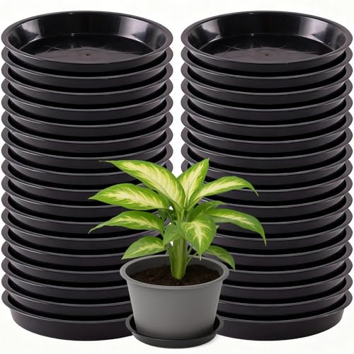 30 Pack Plant Saucer 12 Inches Plastic Drip Trays to Catch Water, Black - color: Black, size: 12 inch