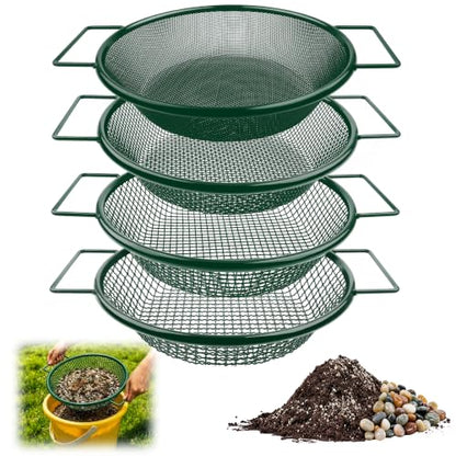 Mulctun 4Pcs Soil Sifter with Handles,Heavy Duty Dirt Sifter for Gardening - color: Green, size: 4 Pcs (2,4,6,8mm grid)