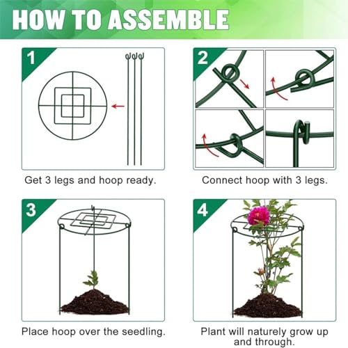 Peony Cages and Supports, 4 Pack, 14" D x 16" H with Twist Ties