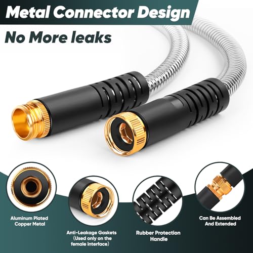 CXEZSIK Garden Hose metal 50ft Lightweight, Non-Expanding, Leak-Proof - color: Light Silver, size: 50FT