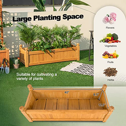 S AFSTAR Wooden Raised Garden Bed, Outdoor Rectangular Plant Box W/Drainage Holes, Wood Raised Planter for Vegetable Fruit Flower, Rise Planter Container for Yard Patio Garden 43.5" L x 16" W x 14" H - size: 43.5" x 16" x 14"
