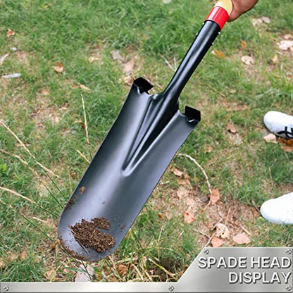 Drain Spade Shovel, Garden Drain Spade, Trenching Shovel, Woode D-Handle, Steel Y-Grip, 45 Inch Spade for Digging Transplanting & Edging (Red) - color: Wood handle