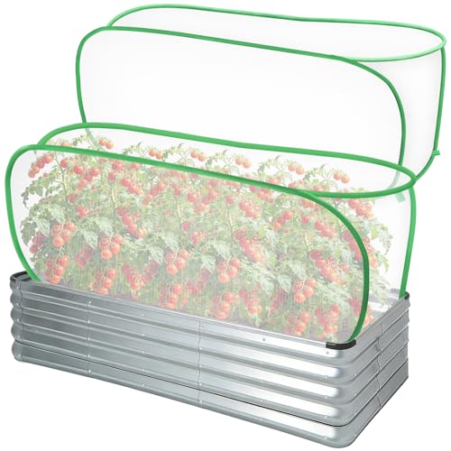 2 Pack Garden Netting Covers, 3.9X2FT Raised Bed Plant Netting, 10 Stakes - size: 2PCS-Pop Up