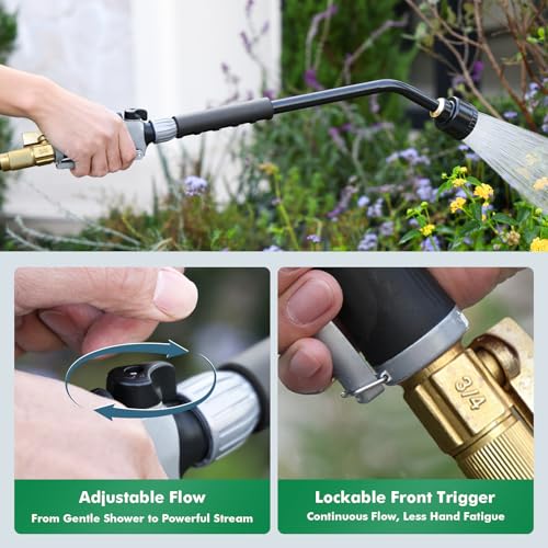 RESTMO 24 Inches Long Watering Wand for Garden Hose, Full Shower Spray Wand - color: Flash Black