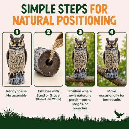 Dalen Lifelike Great Horned Owl Decoy Bird Repellent - 16-in Hand-Painted - style: Two Color Great Horned Owl