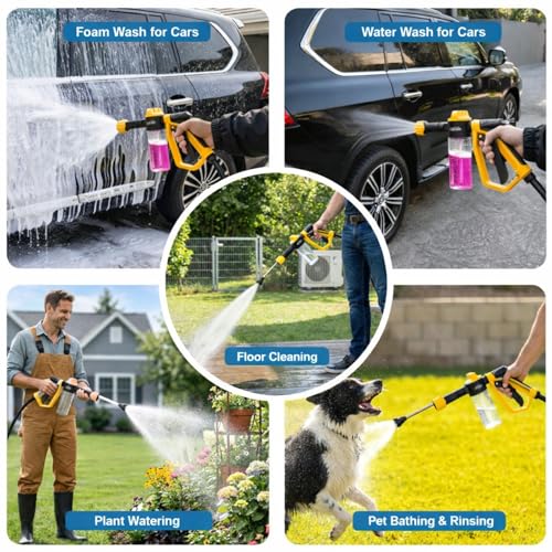 Car Wash Foam Gun, with Microfiber Wash Mitt, Extra Nozzle - color: Orange