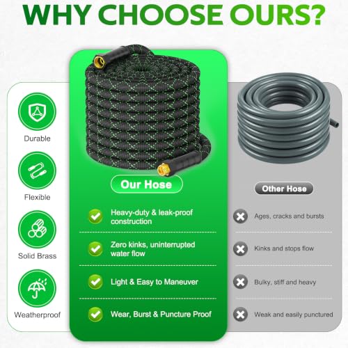 Garden Hose 25 FT, Non-Expandable Kink Free Water Hose,Lightweight Flexible - size: 25ft
