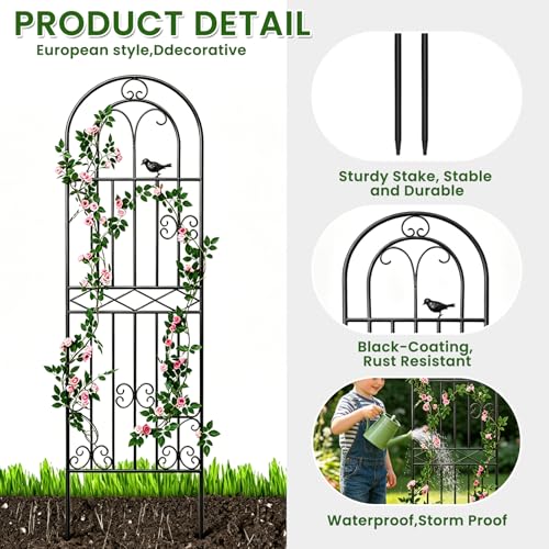 1 Pack 78.7"x19.7" Metal Gardon Trellis for Climbing Plants Outdoor,Black - size: 1P: 78.7" H x 19.7" W