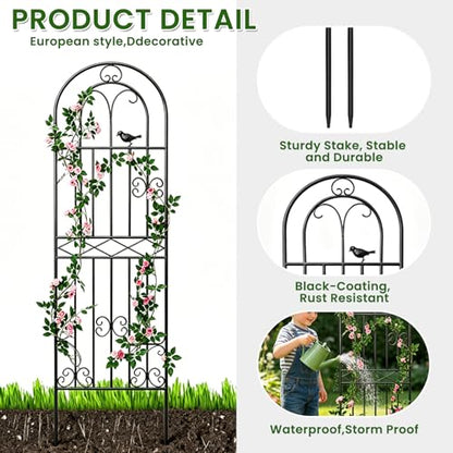 1 Pack 78.7"x19.7" Metal Gardon Trellis for Climbing Plants Outdoor,Black - size: 1P: 78.7" H x 19.7" W