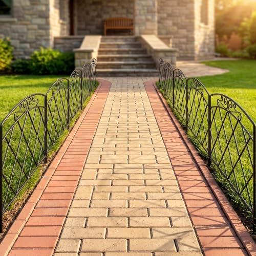 Thealyn 10ft x 24" Metal Decorative Garden Fence(5Pcs Set) - style: Stylish