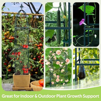 100% Garden Trellis Metal Obelisk Trellis for Climbing Plants Outdoor - color: Black Green