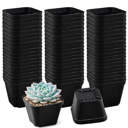 100 Packs Square Nursery Pots for Plants 4 Inch Seedling Pots - size: 4 Inch