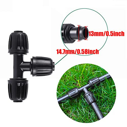 10 Pack 1/2 inch Irrigation Fittings Tee Connectors Anti-Drip - size: 1/2 inch Tee