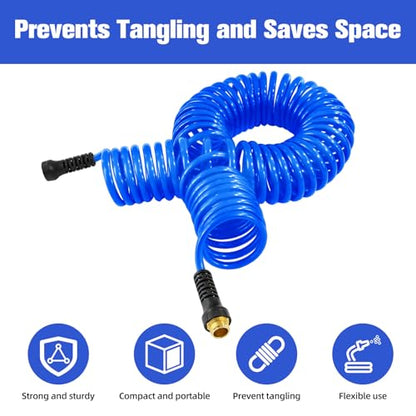 Coil Hose,3/8" EVA Coil Garden Hose 25 FT,Curly Water Hose Lightweight - color: dark blue, size: 25FT
