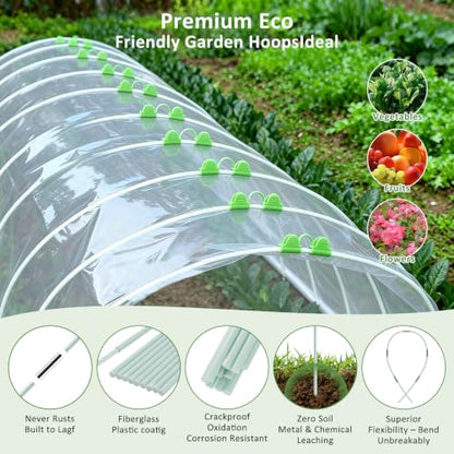 60Pcs Greenhouse Hoops for Raised Beds, Rust-Free Fiberglass - size: 60 PCS