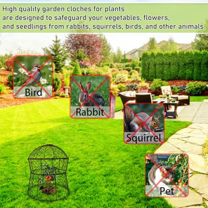 Garden Cloches for Plants 2 Pack Metal Plant Protectors from Animals Chicken Wire Cloche Updated Plant Cages for Outdoor Plants Vegetables Seedlings 13" D x 14" H - style: 2 Pack