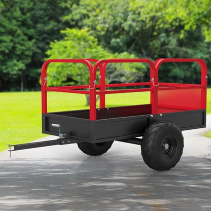 Garvee Heavy Duty Dump Trailer Cart for Lawn Tractor & ATV, 1700 Lbs Capacity 17 Cubic Feet with Removable Sides, Pull Behind Utility Garden Trailer for Yard Work - size: Style A