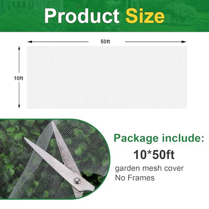 NONMON Garden Netting 10 x 50FT Ultra Fine Mesh Netting Insect Netting - size: 10 x 50ft