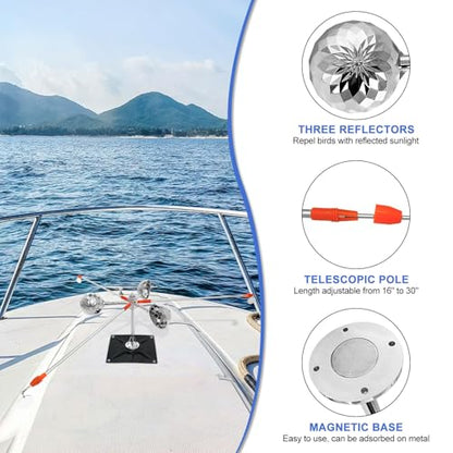 Bird Scarer Reflective Device for Outside Spinning Deterrent - color: Silver - with Base and Pole