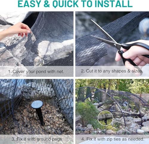 28x30FT Pond Netting for Koi Ponds,3/8" Mesh Leaf & Predator Protection Net - size: 28 × 30 ft
