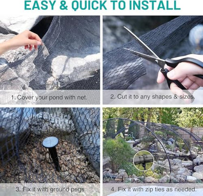 28x30FT Pond Netting for Koi Ponds,3/8" Mesh Leaf & Predator Protection Net - size: 28 × 30 ft