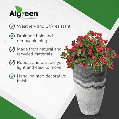Algreen Products Vase Planter - Drainage Hole - 12 x 12 x 20.5 in - Resin - color: Marble, size: 1 Pack