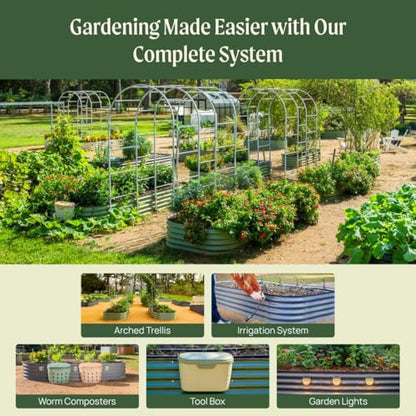 Vego garden 17" Tall 2' x 12' Giant Modular Metal Raised Garden Bed Kit, Large Metal Planter Box for Vegetables, Flowers, Herbs, Pearl White - color: Pearl White, size: 2' x 12'