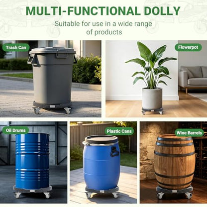 Nefish Trash can Dolly, 15-19 Inch Adjustable Trash Can Wheels, Heavy Duty Drum Dollies 440lbs Keg Dollys Garbage can Wheels, Multi Functional Plant Rollers with Wheels - color: Gray, size: 2IN（1pack）