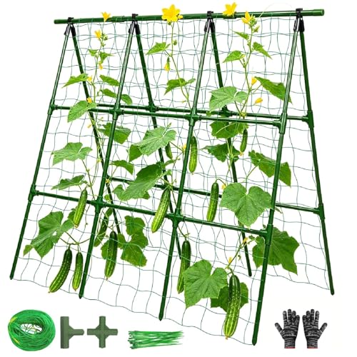 OTOSUNNY 50" x 48"Cucumber Trellis for Raised Garden Bed, Green - color: Green
