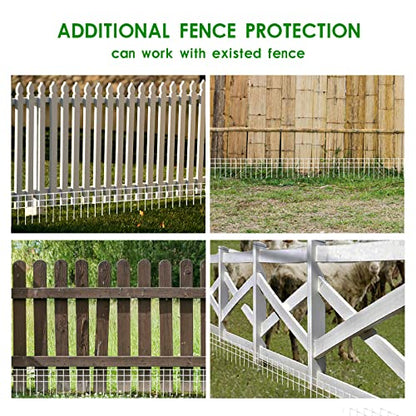 24x15-inch No Dig Animal Barrier Fence, 10 Pack White Dig Protective Fence with 1.5 inch Spike spacing, Dog/Rabbit/Groundhog Underground Defence, for Outdoor Garden Patio - size: 10 pack 24x15-inch white